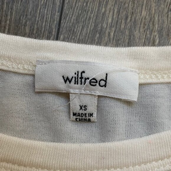 Aritzia Wilfred Top Long Sleeve Crewneck Bodycon Stretch Cream Size XS - Picture 6 of 8